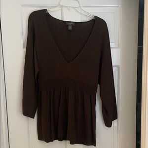 Banana Republic Deep Brown V-Neck Blouse